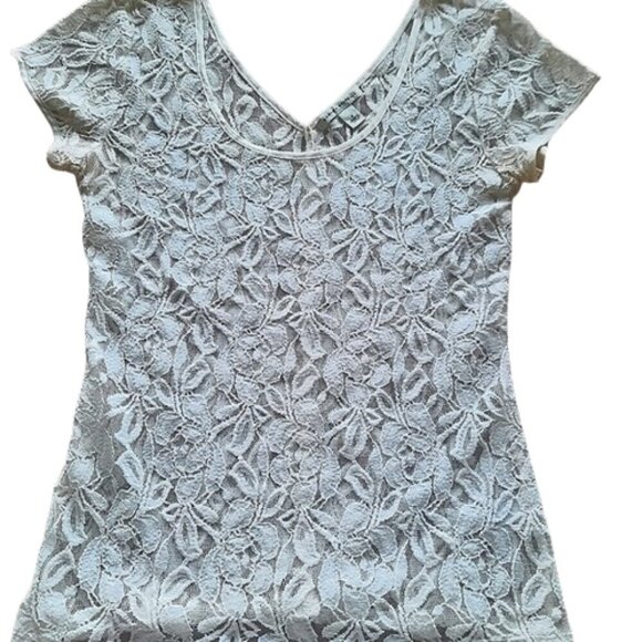 Banana Republic white lace top w cap sleeves Sz S - Picture 5 of 6